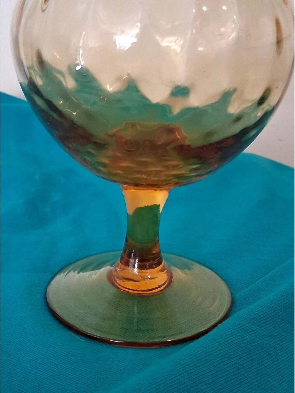 Vintage hand blown glass  empoli Amber and Green Glass Decorative Vase